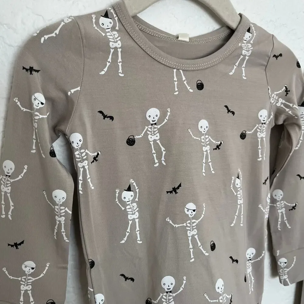 Quincy Mae Bamboo Pajama Skeletons Print Size 18-24M NWT